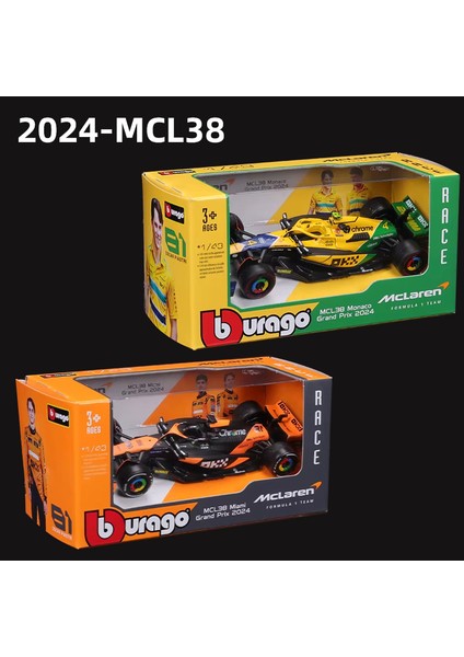 Bburago 1:43 MCL38 F1 Mclaren 2024 Miami Grand Prix Alaşım Araba Minyatür Döküm Modeli # 4. Lando Norris # 81'li Oscar Piastri Oyuncak (Yurt Dışından)