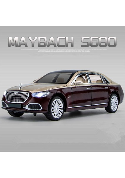 1:22 Benz Maybach S680 Alaşım Metal Araba Modeli Döküm Metal Oyuncak Araçlar Araba Modeli Yüksek Simülasyon Ses ve Işık Çocuk Hediye (Yurt Dışından)