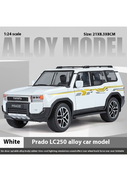 1:24 Toyota Land Cruiser Prado 2025 Off Road Araç Alaşım Pres Döküm Model Araba Ses ve Işık Hobi Koleksiyon Çocuklar Için Hediyeler (Yurt Dışından)