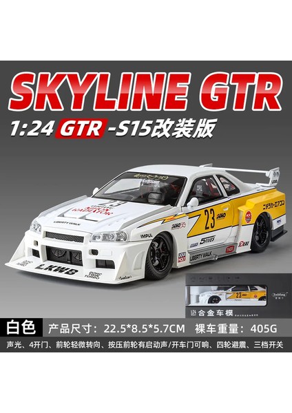 1:24 Nissan Gtr R34 Skyline S15 Modifiye Araç Alaşım Araba Modeli Ses ve Işık Çocuk Oyuncak Koleksiyon Doğum Günü Hediyesi (Yurt Dışından)