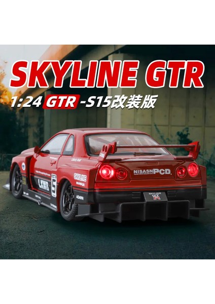 1:24 Nissan Gtr R34 Skyline S15 Modifiye Araç Alaşım Araba Modeli Ses ve Işık Çocuk Oyuncak Koleksiyon Doğum Günü Hediyesi (Yurt Dışından)
