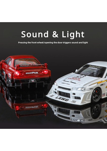 1:24 Nissan Gtr R34 Skyline S15 Modifiye Araç Alaşım Araba Modeli Ses ve Işık Çocuk Oyuncak Koleksiyon Doğum Günü Hediyesi (Yurt Dışından)
