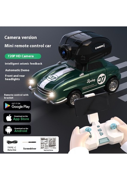 Rc Mini Uzaktan Kumanda Araba Yarışı Drift Gerçek Zamanlı Iletim Kamera 2.4g Kablosuz Uzaktan Kumanda Araba Fpv Oyuncak Çocuk Hediye (Yurt Dışından)