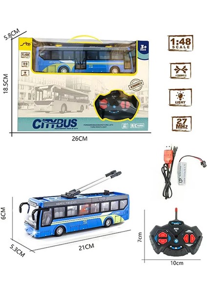 1:48 4ch Mavi Rc Otobüs Işık Ses Elektrikli Okul Turist Gezi Araçlar Tek Çift Araba Simulagtion Oyuncaklar Hediyeler (Yurt Dışından)