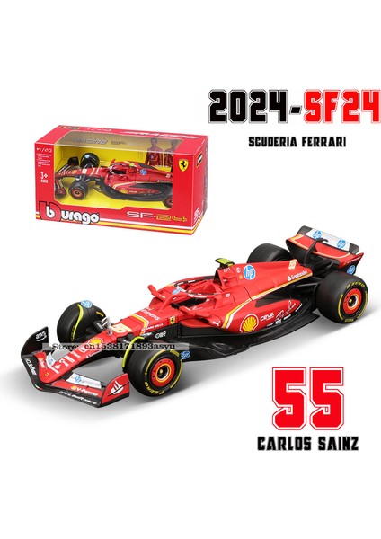 Bburago 1:43 F1 2024 Ferrari SF24 # 16'lı Lesler # 55. Sainz Jr. Alaşım Araba Döküm Model Oyuncak Koleksiyonu Ilk Sipariş (Yurt Dışından)