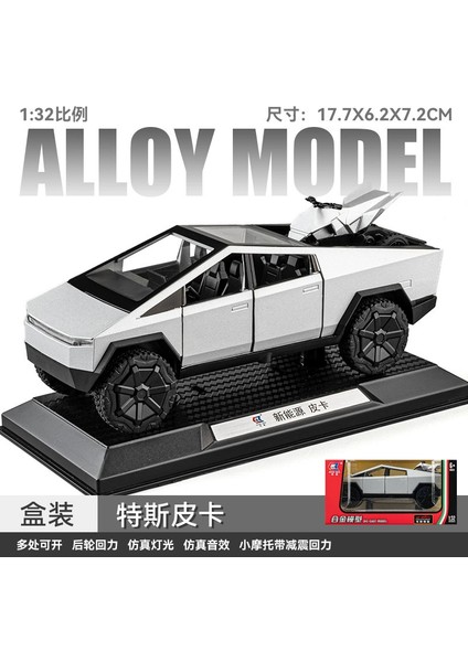 Rc Araba 1:32 Cybertruck Alaşım Off Road Metal Model Ses Işığı Geri Çekin Oyuncak Hediye Dekoratif Trendy Süsler Özel (Yurt Dışından)