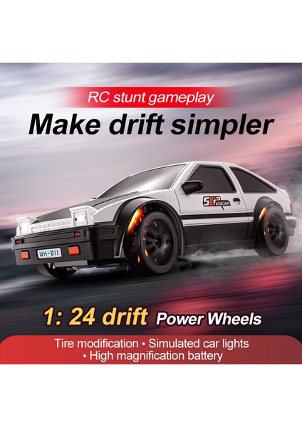 1:24 4WD Rc Araba LED Işık ile 2.4g Uzaktan Kumanda Drift Arabalar Profesyonel Yarış Oyuncak Gtr Modeli AE86 Çocuklar Için Noel Hediyesi (Yurt Dışından)