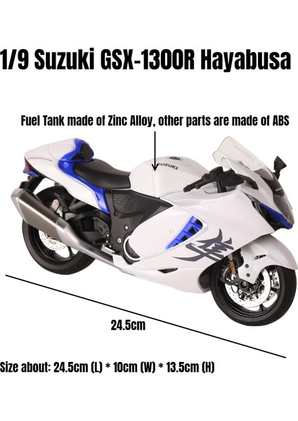 1/9 Suzuki Hayabusa GSX-1300R Oyuncak Motosiklet Yarış Modeli Diecast Minyatür Büyük Boy Lightable Koleksiyonu Hediye Boy Çocuk (Yurt Dışından) modelleri