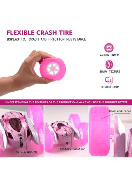 2.4g Rc Dublör Araba Çift Taraflı Çevirme Uzaktan Kumanda Araba 360 ° Rotasyon Off Road Rc Drift Çocuk Oyuncakları Arabalar Kızlar Için Hediye (Yurt Dışından) fırsatları