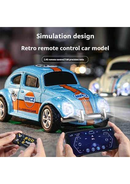 1:64 Mini Küçük Rc Araba Kablosuz Mini Beetle Alaşım Oyuncak Araba Cep Telefon Uzaktan Kumandası Retro Uzaktan Kumanda Araba Modeli (Yurt Dışından)