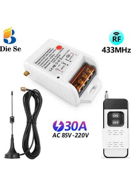 433MHZ Rf Uzaktan Kumanda Anahtarı 30A Yüksek Güç Ac 110V 220V Röle Alıcı ile 3m Harici Anten Kapalı Verici Için Pompa (Yurt Dışından) fiyatları