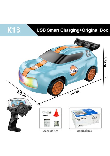 2.4g Rc Simülasyon Mini Drift Araba Palm Yarışı Modeli Masaüstü Oyuncaklar 1/64 Ölçekli 4WD Uzaktan Kumanda Araba Çocuklar Için Hediye Boys (Yurt Dışından)