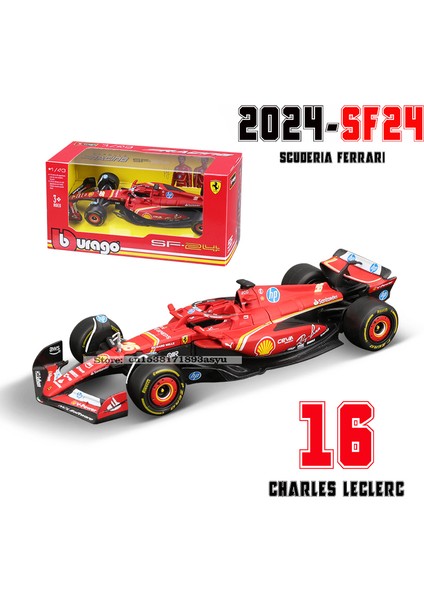 Bburago 1:43 F1 2024 Ferrari SF24 # 16'lı Lesler # 55. Sainz Jr. Alaşım Araba Döküm Model Oyuncak Koleksiyonu Ilk Sipariş (Yurt Dışından)
