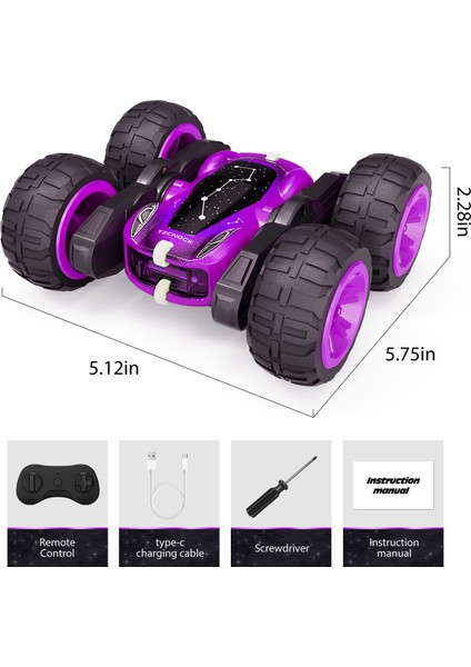 Sinovan Uzaktan Kumandalı Araba Işık ve Tip-C Şarjlı 4WD Off-Road Rc Arabalar Çift Taraflı Çevirme ve 360 ° Döndür Rc Dublör Araba Çocuk Oyuncakları (Yurt Dışından)