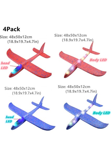 Paket 50CM Köpük Uçak Kitleri Uçan Planör Oyuncak LED Işık ile El Atmak Uçak Setleri Açık Oyun Uçak Modeli Oyuncaklar Çocuklar Için (Yurt Dışından)