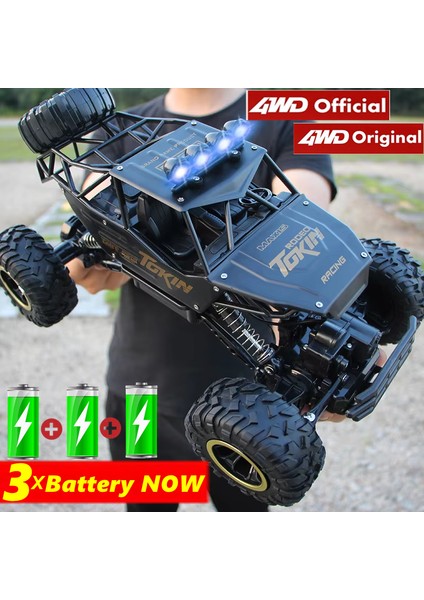 4WD Rc Araba Off Road 4x4 Uzaktan Kumanda Arabalar Radyo Buggy Kamyon Yarış Drift LED Işıkları ile Oyuncaklar Hediye Erkek Kız Çocuk Çocuk (Yurt Dışından)