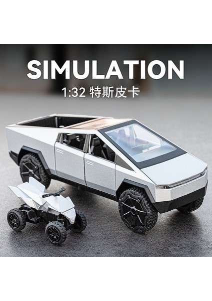 Rc Araba 1:32 Cybertruck Alaşım Off Road Metal Model Ses Işığı Geri Çekin Oyuncak Hediye Dekoratif Trendy Süsler Özel (Yurt Dışından) modelleri