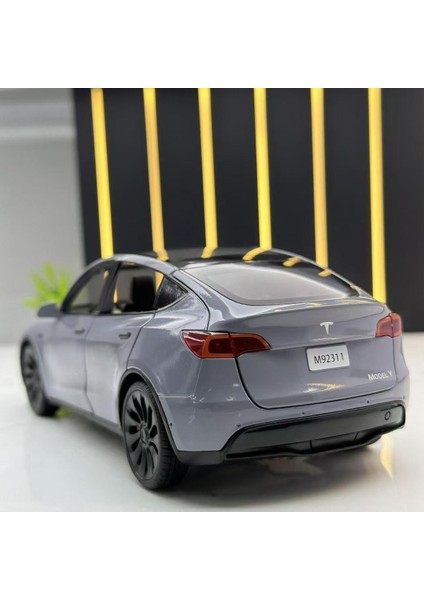 Yeni 1:24 Teslas Model Y Model 3 Şarj Yığını ile Alaşım Araba Döküm Oyuncak Araba Modeli Ses ve Işık Çocuk Koleksiyon Hediye (Yurt Dışından)