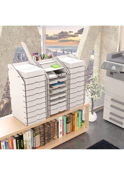 Luxury Design Otto Tower Masaüstü Organizer 10 Kat A4 Evrak Rafı 6 Renk 1 Adet