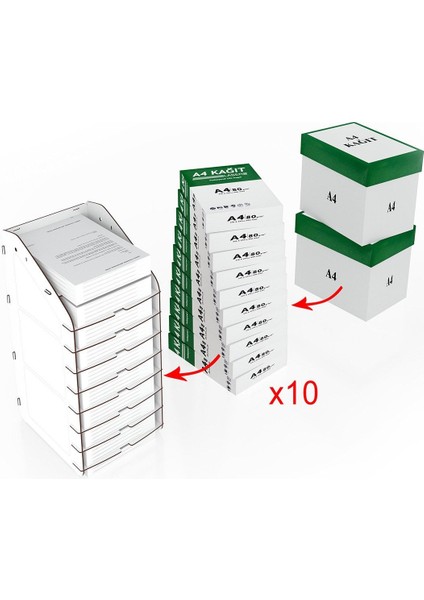 Luxury Design Otto Tower Masaüstü Organizer 10 Kat A4 Evrak Rafı 6 Renk 1 Adet