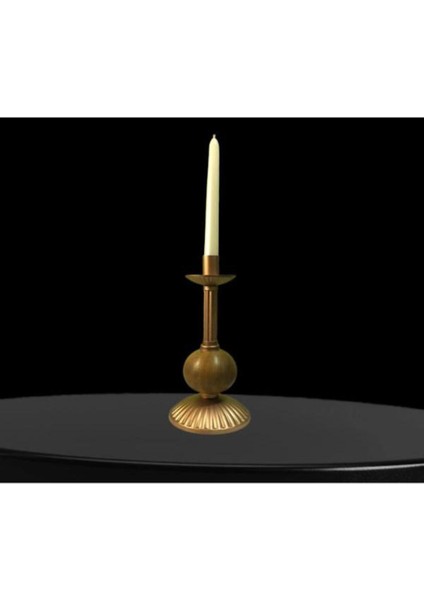 Luxury Tekli Pino Mumluk Ahşap Top Detaylı Gold Büyük 1 Adet