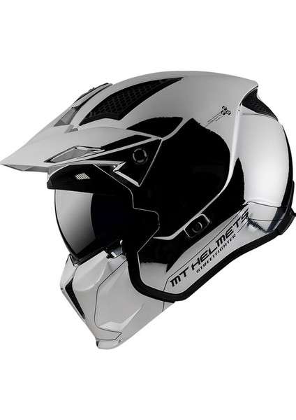 Street Fighter Chromed A2 Çene Açilir Motosiklet Kaski