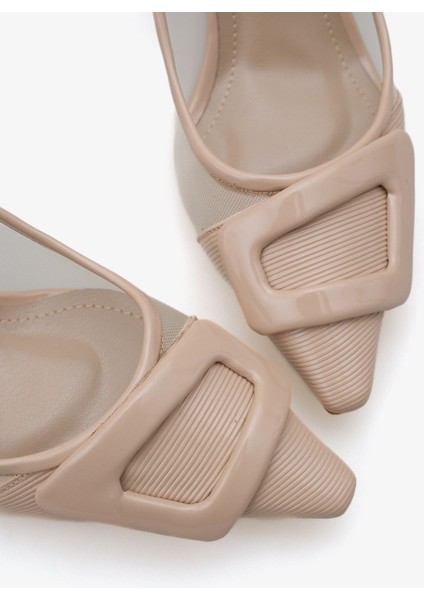 Kadın Tül Detaylı Tokalı Sivri Burun Günlük Stiletto Ninka Ekru fırsatları