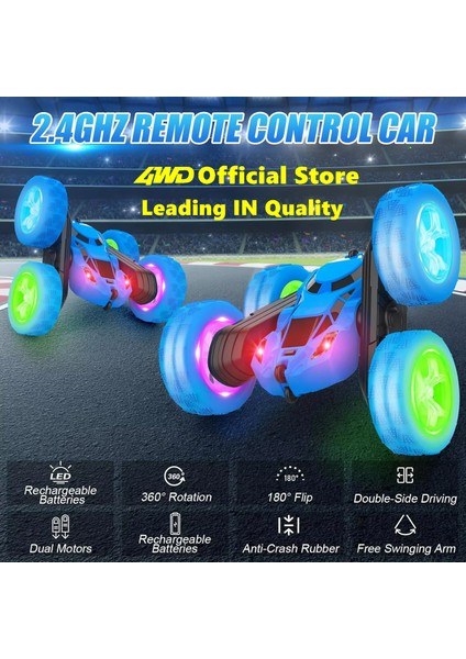 Uzaktan Kumandalı Araç Hızlı Dublör Rc Araba 4WD Çift Taraflı 360 Dönen Kamyon Yüksek Hızlı Off Road 4x4 Arabalar Erkek Kız Için Oyuncak Hediye (Yurt Dışından)