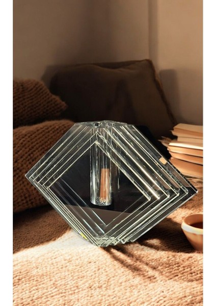 Luxury Şık ve Modern Gri Kristal Vazo | 25X9X17 cm | Dekoratif Tasarım Luckyart 1 Adet