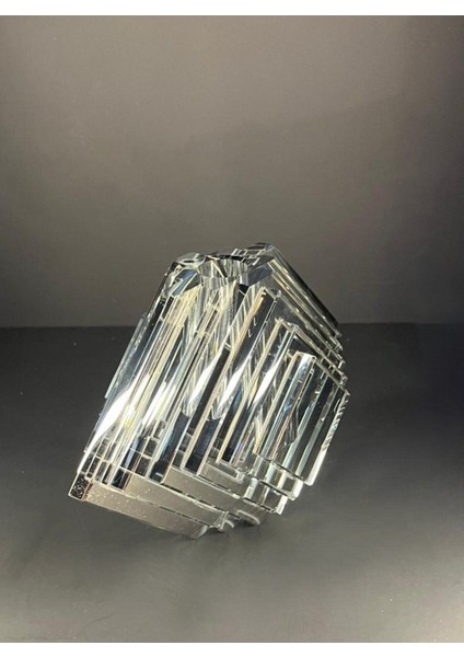 Luxury Şık ve Modern Gri Kristal Vazo | 25X9X17 cm | Dekoratif Tasarım Luckyart 1 Adet modelleri