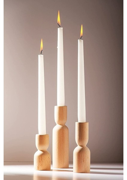 Luxury Renka Tımber 3'lü Şamdan Set Timber Trio 1 Adet