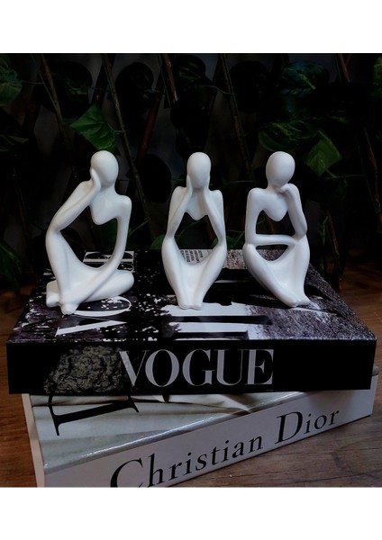 Luxury 3 Lü Heykel Seti, Düşünen Heykel, Soyut Heykel Set, Iskandinav Tarz Heykel Seti, Dekoratif Biblo 1 Adet