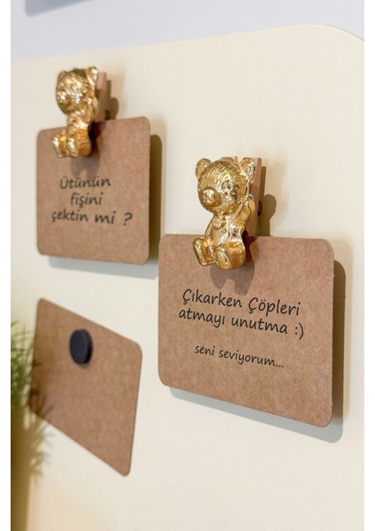 Luxury Mıknatıslı Teddy Fotoğraf ve Not Mandalı 2'li Pin 1 Adet