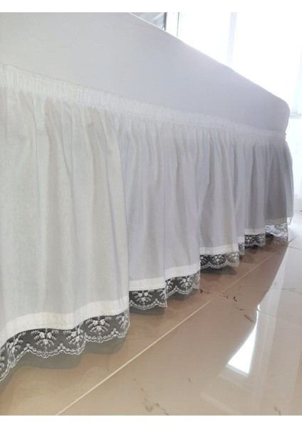 Luxury Baza Eteği, Baza Fırfırı, Dantelli, Xxl 200 x 200 Yatak Için, 40X900CM. 1 Adet