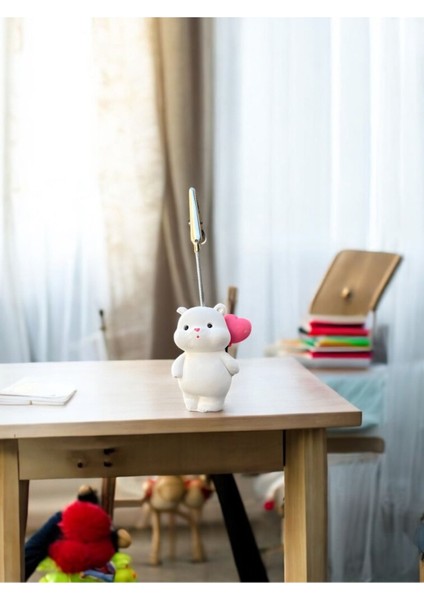 Luxury Kalpli Balon Tutan Kawaii Sevimli Ayıcık Fotoğraf ve Not Tutucu - Ofis Masa Not Tutacağı 1 Adet