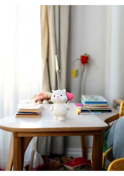 Luxury Kalpli Balon Tutan Kawaii Sevimli Ayıcık Fotoğraf ve Not Tutucu - Ofis Masa Not Tutacağı 1 Adet