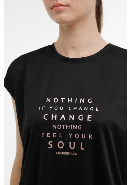 WL HAILEY 11GF18 3PR Siyah Kadın Kısa Kol T-Shirt
