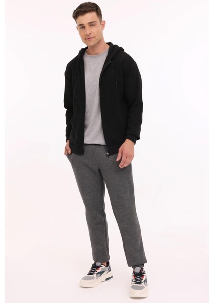 MR OTN87 FZ HD 4PR Siyah Erkek Eşofman Üstü