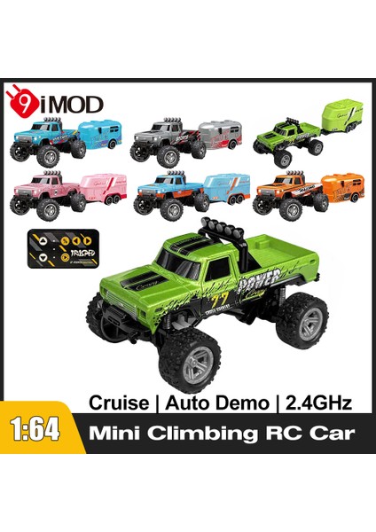 9ımod 1/64 Mini Rc Truck 2.4g Off-Road Monster Truck Fixed Speed Cruise Mini Alloy Model Climbing Rc Car With Hanging Box (Yurt Dışından)