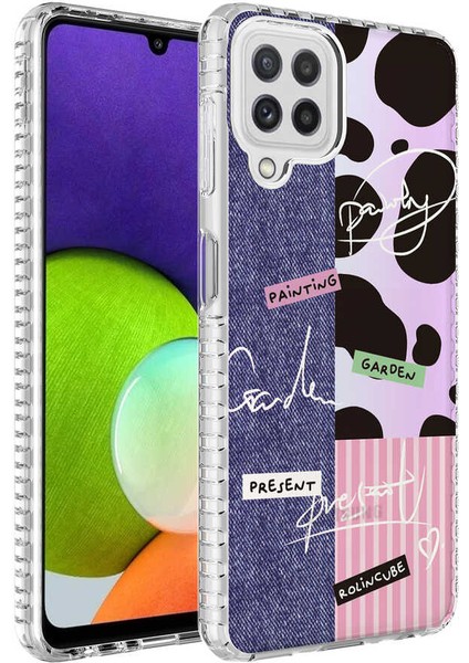 Galaxy M32 Kılıf Airbag Kenarlı Renkli Desenli Silikon Klcr Elegans Kapak-No8