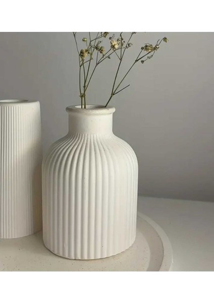 Luxury Beyaz Renk Tekli Alçı Minimalist Tekli Vazo 10CM Hediyelik Eşya Ev Dekorasyon Biblo 1 Adet