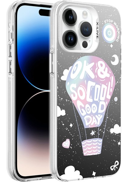 Apple iPhone 14 Pro Kılıf Desenli Klcr Silver Sert Kapak-Balon