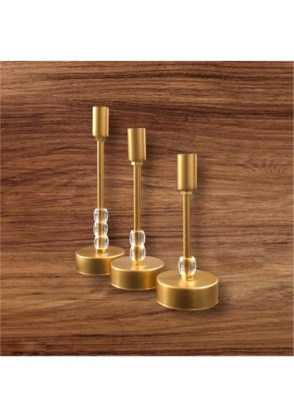 Luxury Üçlü Metal Mumluk Gold Boyalı 1 Adet