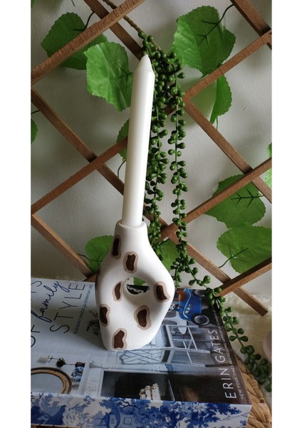 Luxury Iskandinav Leopar Desenli Şamdan Mumluk 1 Adet