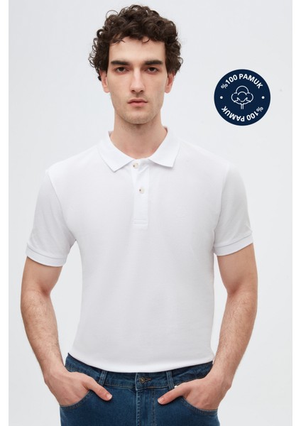 Ds Damat Regular Fit Beyaz %100 Pamuklu Uzun Ömürlü Kıvrılmaz Polo Yaka Nakışlı T-Shirt 4HC14ORT51000 fiyatları