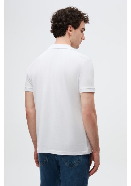 Ds Damat Regular Fit Beyaz %100 Pamuklu Uzun Ömürlü Kıvrılmaz Polo Yaka Nakışlı T-Shirt 4HC14ORT51000 fırsatları