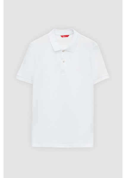 Ds Damat Regular Fit Beyaz %100 Pamuklu Uzun Ömürlü Kıvrılmaz Polo Yaka Nakışlı T-Shirt 4HC14ORT51000 indirimleri