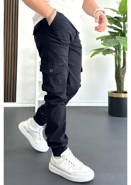 Erkek Paçası Lastikli Kargo Cepli Pantolon Lacivert EDW353