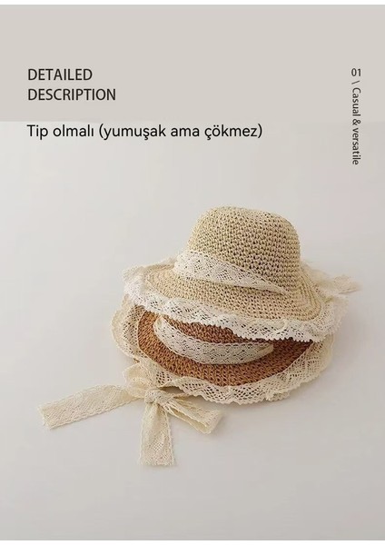 Yaz Çocuk Tatili Plaj Çiçek Kenar Güneş Gölge Hasır Şapka (Yurt Dışından) fiyatları