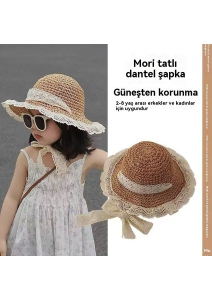 Yaz Çocuk Tatili Plaj Çiçek Kenar Güneş Gölge Hasır Şapka (Yurt Dışından) modelleri